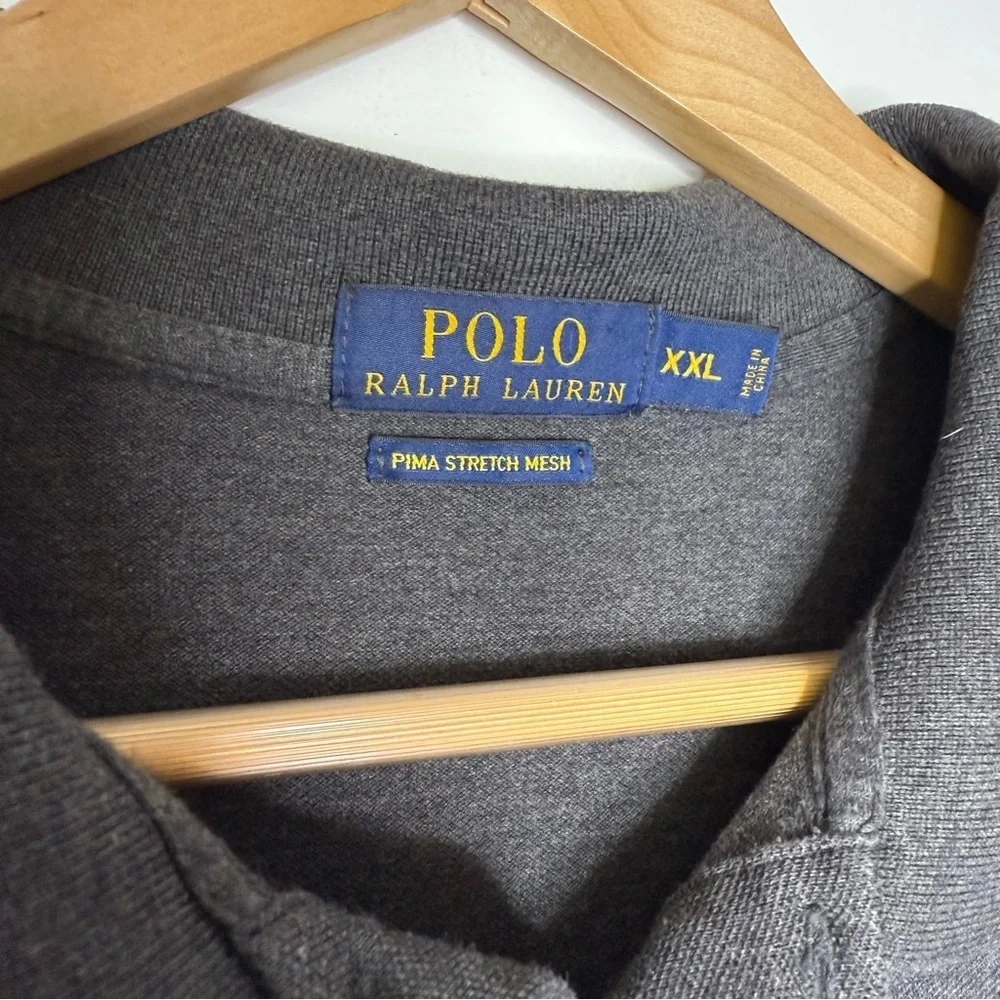 Polo by Ralph Lauren Charocal Men Polo Shirt Short Sleeve Pima Stretch Mesh XXL